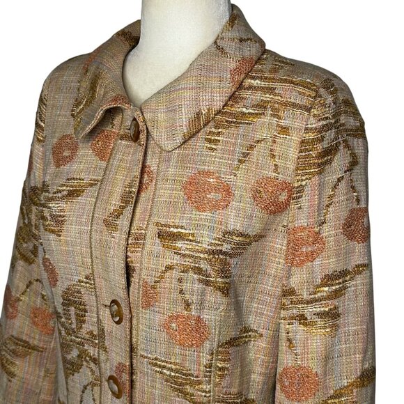 Carlisle Tapestry Blazer Jacket 90s Floral Cherry Print Lined Sz 8 Boho - Picture 2 of 10